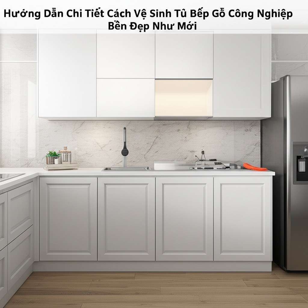 Hình minh họa cho bài viết: Hướng Dẫn Chi Tiết Cách Vệ Sinh Tủ Bếp Gỗ Công Nghiệp Bền Đẹp Như Mới